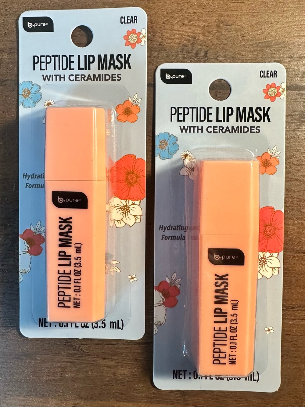 b-pure Peptide Ceramides Hydrating Lip Mask Clear 0.1 fl oz (3.5 mL) 2pk BNIP